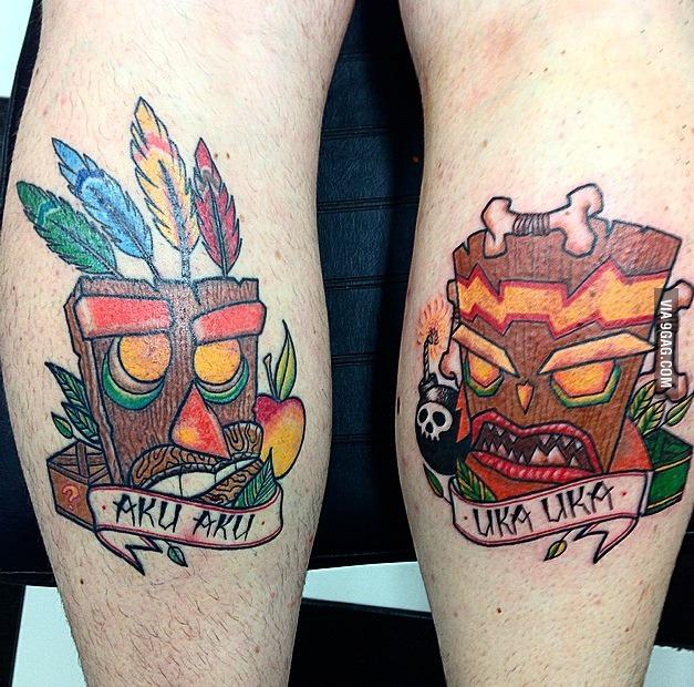 tattoo, Crash Bandicoot Double tattoo from the classic 90s game crash bandicoot