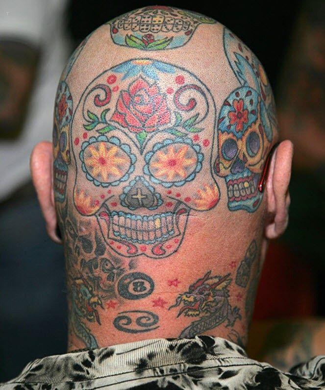 dias de los muertos head tattoo