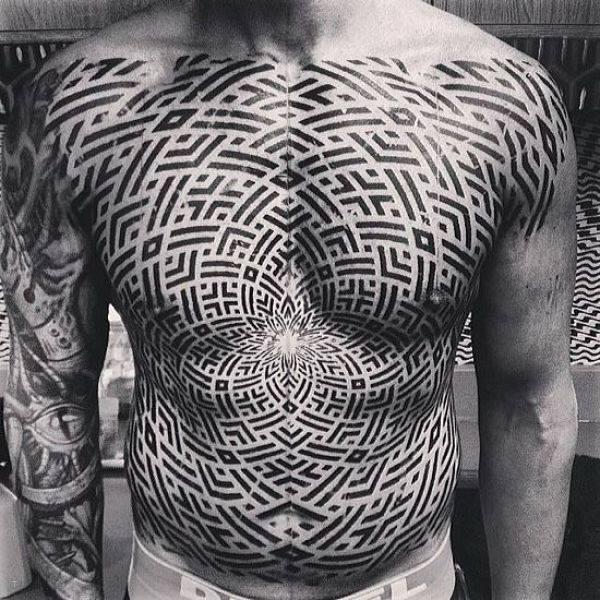 Full front geometric tattoo