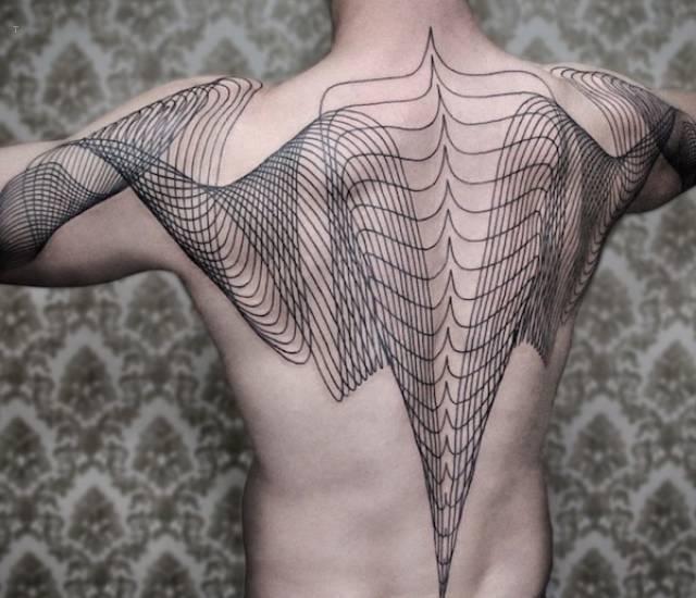 tattoo, Geometric Back Piece Geometric back piece in black and grey