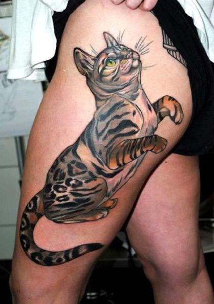 tattoo, Cat Cat on the upper leg