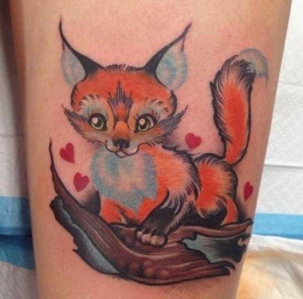 tattoo, Fox A fox surrounded by hearts