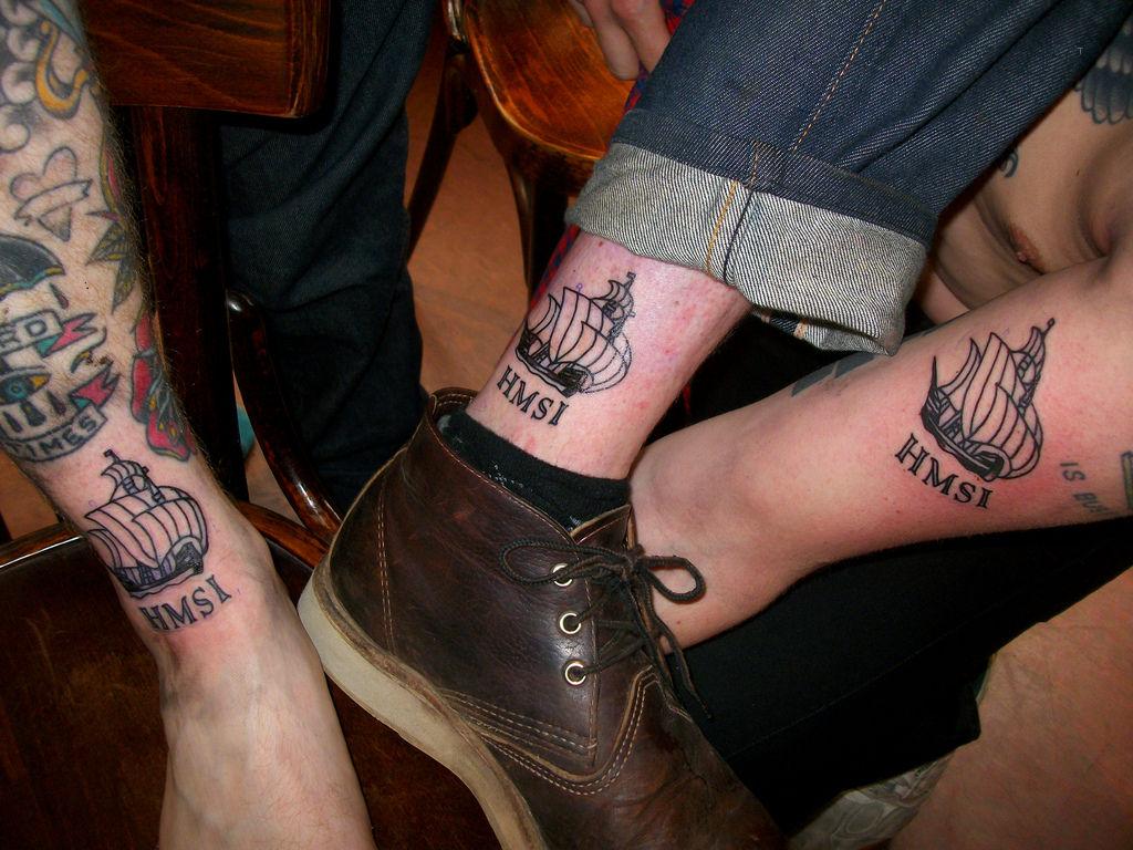 tattoo, HMSI Ship HMSI ship tattoo between a group of friends.
