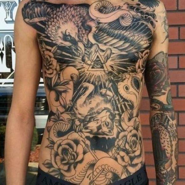 tattoo, Oldschool Full Front Oldschool style front tattoo