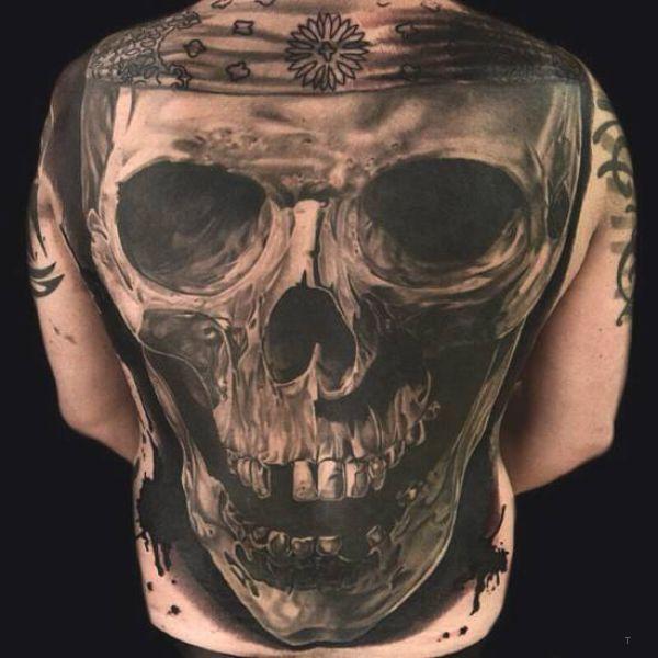 tattoo, Skull Back Huge back piece of a skull