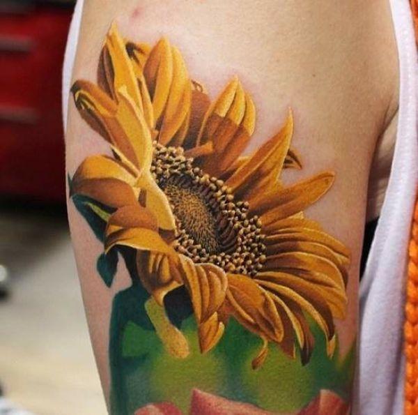 tattoo, Sunflower Sunflower on the shoulder