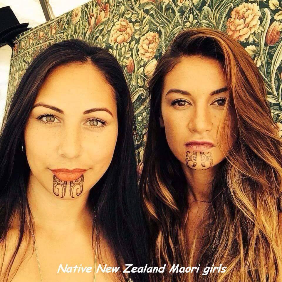tattoo, Maori Mouth Two girls with Traditional Maori mouth tattoo
